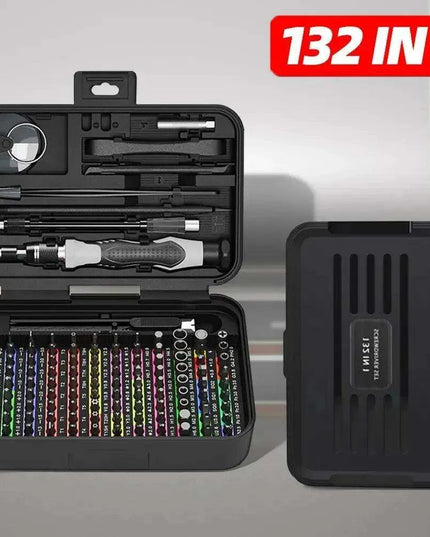 Professional 132-Piece Magnetic Precision Screwdriver Set with Durable Chrome-Vanadium Steel Bits and Color-Coded Handles for All Repair Needs