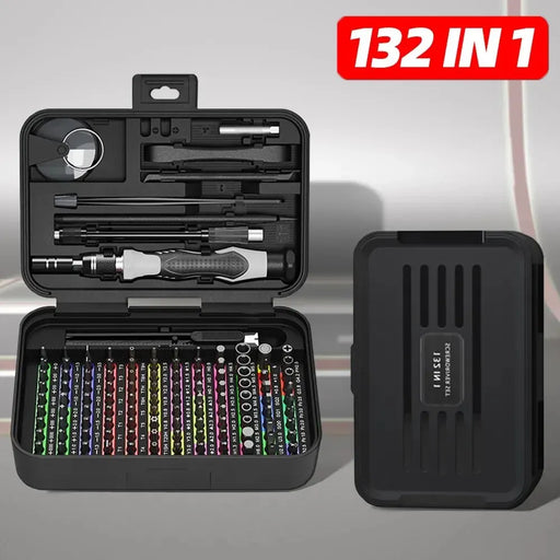 132-Piece Professional Magnetic Precision Screwdriver Set with Chrome-Vanadium Steel Bits and Color-Coded Handles