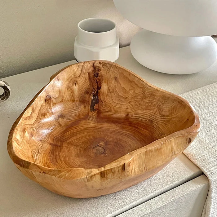 Cedar Root Wooden Bowl - Handcrafted Eco-Friendly Tableware for Fresh Produce and Snacks