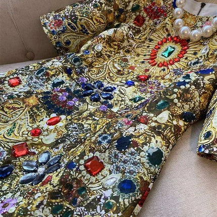 Elegant Vintage-Inspired Rhinestone Embellished Above Knee Dress