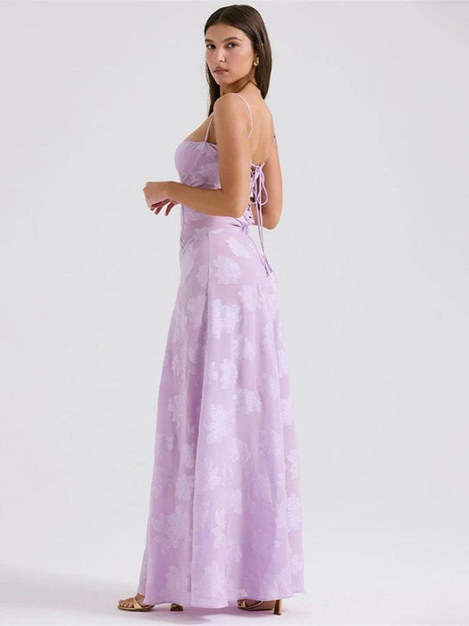Stunning Backless A-line Maxi Dress with Adjustable Straps – Ideal for Celebratory Events & Summer Gatherings