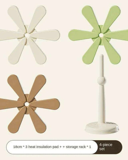 Silicone Heat-Resistant Trivet (Set of 3 with 1 Stand) - Lightweight Non-Slip Insulated Pads