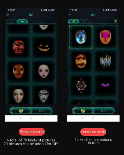 Customizable Bluetooth LED Face Masks - Vibrant Light-Up Accessories for Halloween and Party Fun