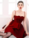 Red Velvet Sleeveless Slip Dress with Trendy Patchwork for Summer
