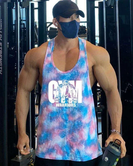 Men's Camouflage Y-Back Stringer Tank - Stylish Fitness Top for Gym and Bodybuilding