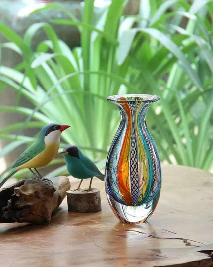 Artistic Hand Blown Murano Glass Vase for Eye-Catching Home Decor
