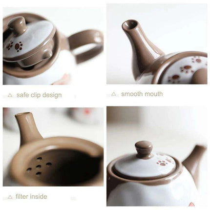 Charming Lucky Cat Ceramic Tea Set - Perfect Gift for Tea Enthusiasts