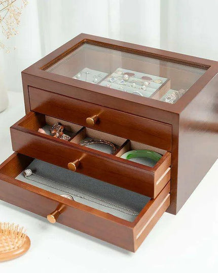 Artisan Crafted Wooden Jewelry and Makeup Storage Chest - Timeless Elegance for Women