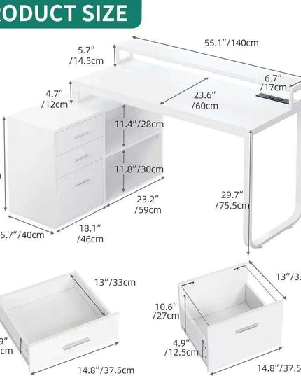 Innovative L-Shaped Office Desk with Smart LED Lighting, Ample Storage, and Built-in Charging Station