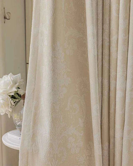 Elegant French Cream Apricot Chenille Blackout Drapes for Timeless Home Elegance
