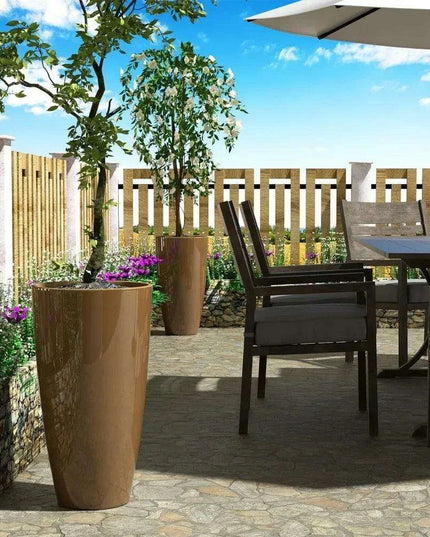 Elegant Pair of Tall Outdoor Planters - 21 inch Height for Stylish Garden Decor