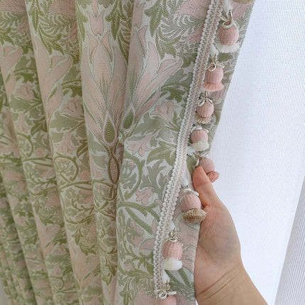 Powder Cream Jacquard Chenille Blackout Curtains