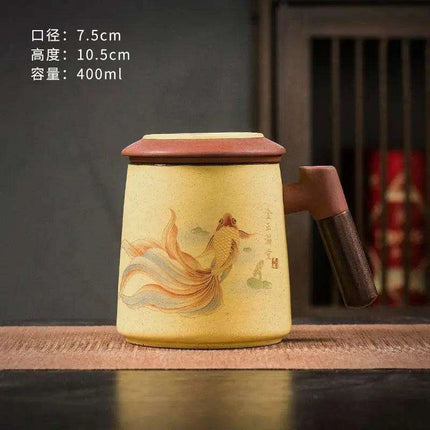 Sophisticated Purple Clay Travel Tea Mug Set with Infuser and Lid - 400ml for Office and Leisure