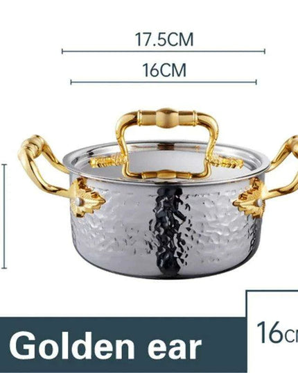 Golden Print Stainless Steel Hot Pot for Single Serving - 16cm Induction Cooker Compatible