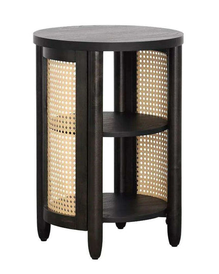 Tropical Charm Caned Round Side Table with Warm Honey Finish – Versatile Elegance for Any Room