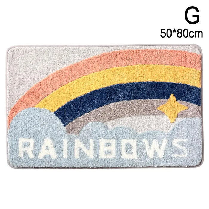 Rainbow Bliss Faux Cashmere Bathroom Mat - Colorful Anti-Slip Rug