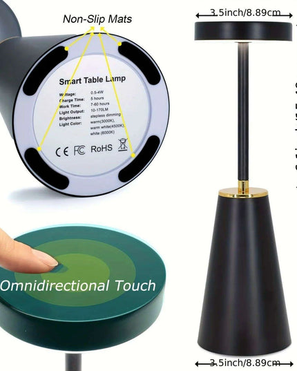 Smart Touch Wireless LED Table Lamp with Custom Color Options and Dimming Functionality