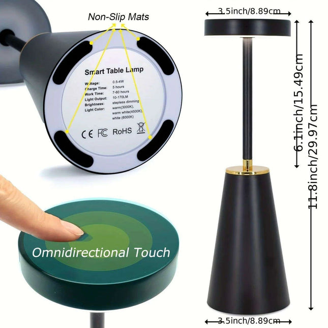 Smart Touch Wireless LED Table Lamp with Custom Color Options and Dimming Functionality