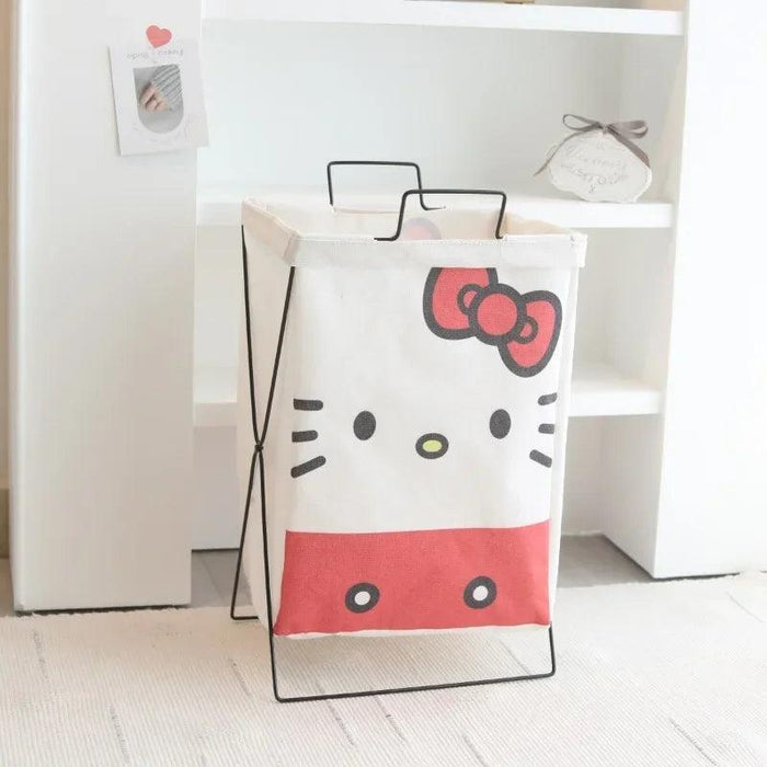 Hello Kitty Stylish Foldable Laundry Hamper: Sturdy Iron Frame & Waterproof Design - Spacious Organizer