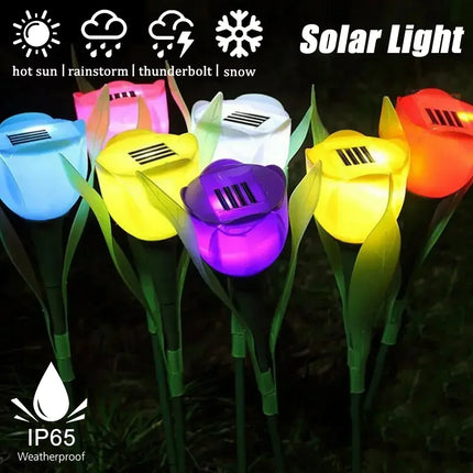 Solar LED Tulip Garden Lights — Waterproof Outdoor Pathway Decor