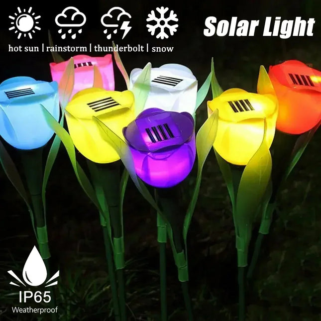 Solar LED Tulip Garden Lights — Waterproof Outdoor Pathway Decor