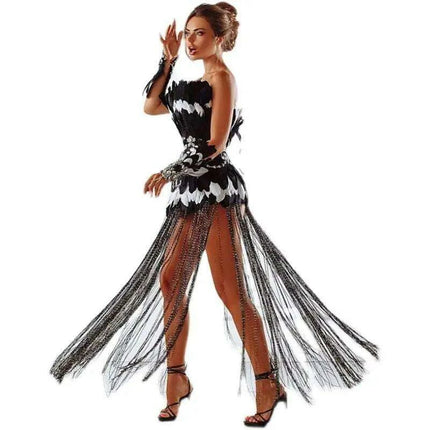 Feathered Elegance Strapless Evening Dress: A Showstopper for Nighttime Events