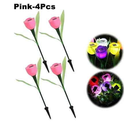 Solar LED Tulip Garden Lights — Waterproof Outdoor Pathway Decor
