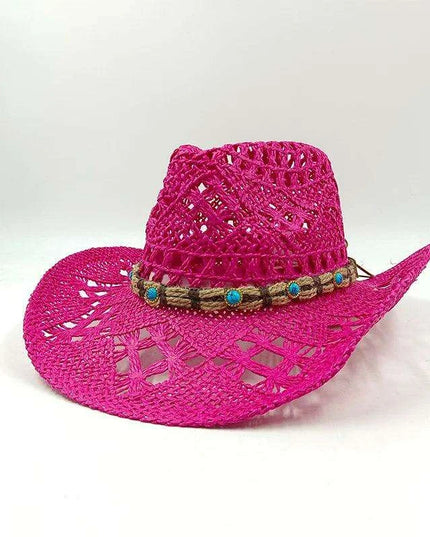 Handcrafted Unisex Denim Straw Cowboy Hat for Ultimate Summer Sun Protection