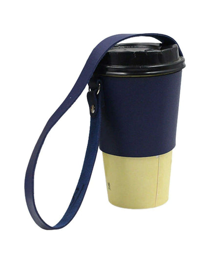 Leather Cup Holder with Strap - Stylish Drink Sleeve for Hot and Cold Drinks