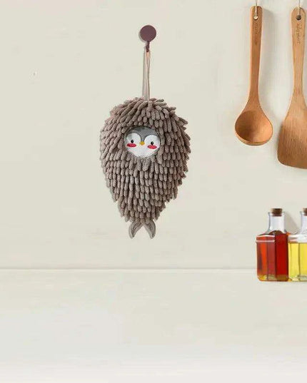 Plush Chenille Animal Hand Towels with Loop - Soft Microfiber for Quick-Drying