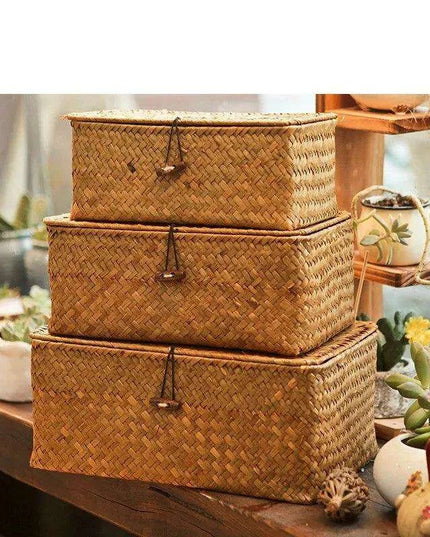 Sustainable Handwoven Seagrass Organizer Basket: Eco-Friendly Storage Solution