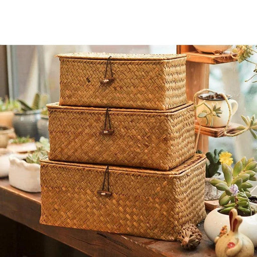 Seagrass Eco-Friendly Storage Basket: Handcrafted Organizer with Lid