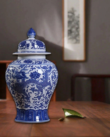 Elegant Porcelain Blue Blossom Storage Jar with Artistic Flair