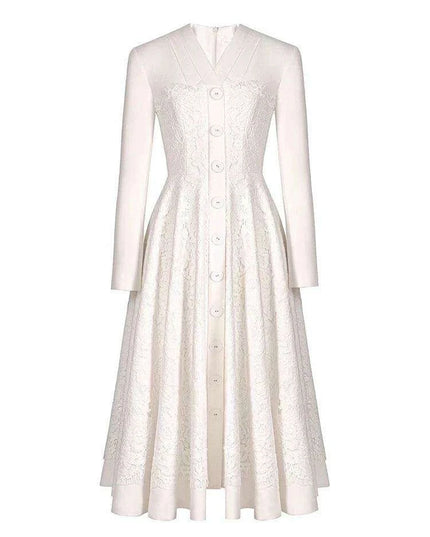 Elegant V-Neck Lace Pleated Belted Evening Gown - Autumn Edition