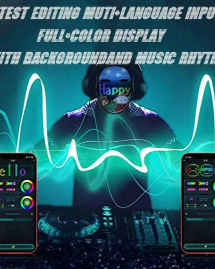 Customizable Bluetooth LED Face Masks - Vibrant Light-Up Accessories for Halloween and Party Fun