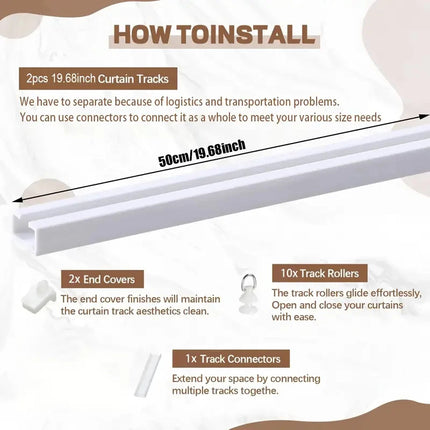 Self-Adhesive Curtain Track — No-Drill Ceiling & Wall Rail | Très Élite