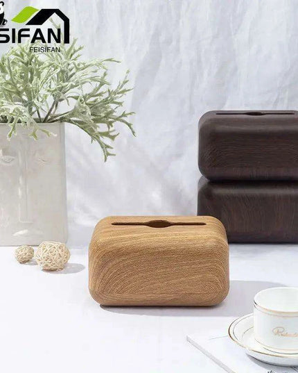 Elegant Walnut Tissue Holder for Modern Workspace Chic