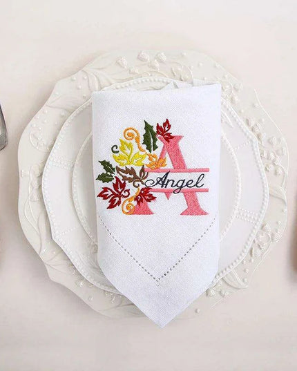 Custom Embroidered Luxury Napkins with Personalized Monogram - Elegant Dining Essential