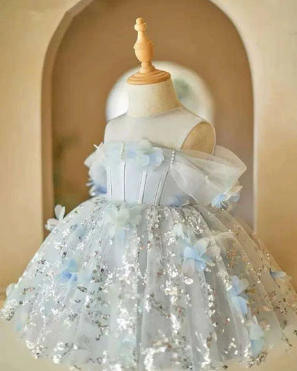 Charming Pink Princess Ball Gown for Girls - Ideal for Weddings, Birthdays, and Baptisms - A4134