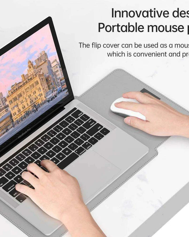 Elegant 13-inch PU Leather MacBook Air Pro Sleeve Set with Medium Bag & Cable Organizers