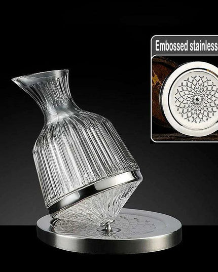 Elegant Rotating Crystal Wine Decanter Set for Optimal Aeration