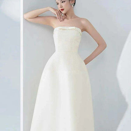 Chic 2-Piece Elegant Dress Set with Bowknot High Waist and Short Coat for Summer 2024