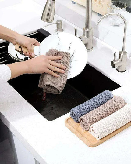 Sustainable Cotton Cleaning Cloths - Set of 5 Ultra-Absorbent Kitchen Towels