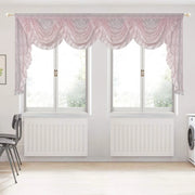 Pink Flower Ripple Sheer Lace Curtain Valance – Rod Pocket, Custom Width