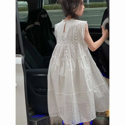 Shop1102733210 Cotton Lace White Dress for Girls - Princess Style, Sum