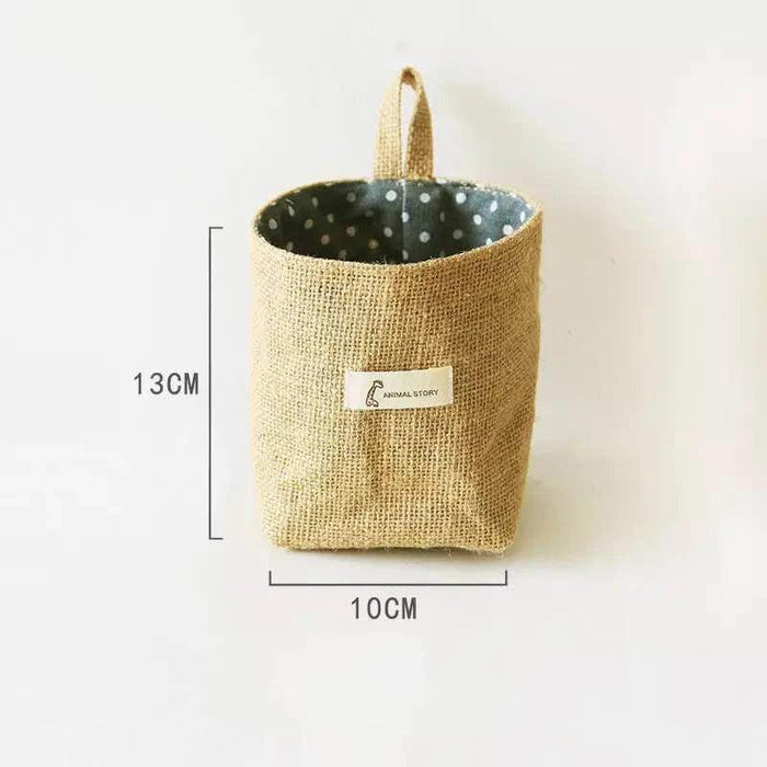 Versatile Foldable Jute and Cotton Storage Basket for Home and Travel