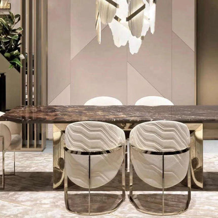 Stylish Italian Leather Dining Chairs with Durable Stainless Steel Base - Enhance Your Interior Elegance