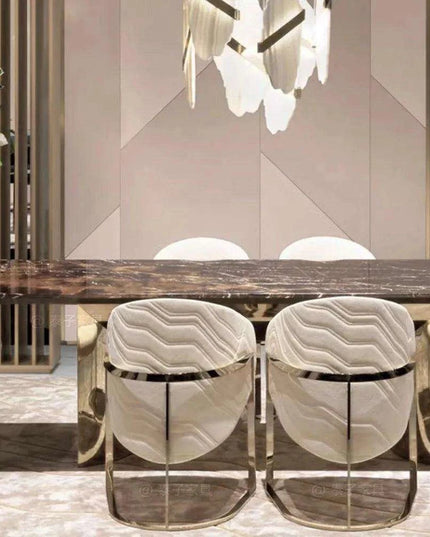 Stylish Italian Leather Dining Chairs with Durable Stainless Steel Base - Enhance Your Interior Elegance