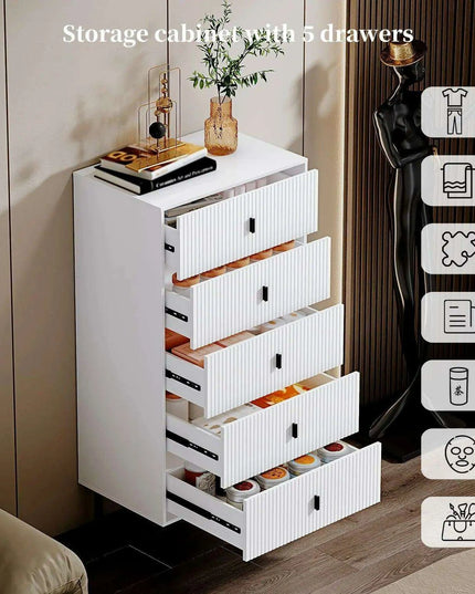 Sleek Modern 5-Drawer Dresser with Stylish Metal Legs - Perfect Storage for Any Room