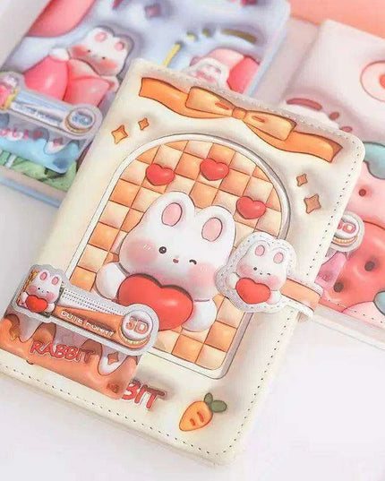 Bunny Planet Delight: Colorful Student Planner Notebook with Magnetic Closure